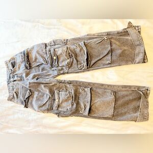 Stylish Gray Wide Leg Cargo Pants